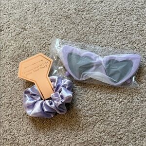 Lavender Heart Sunglasses & Satin Scrunchie Set